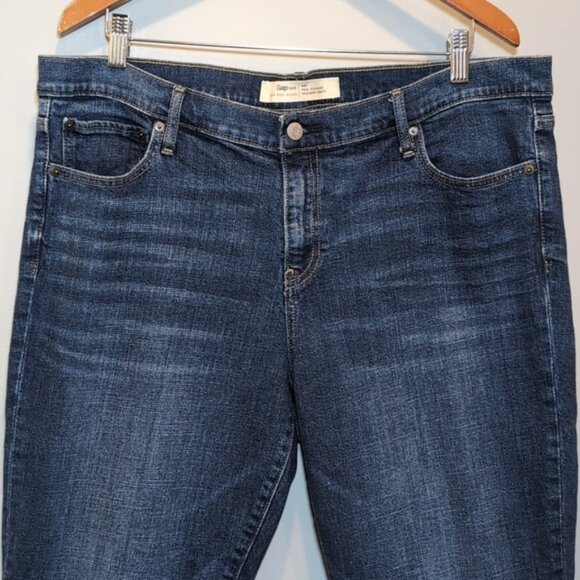 GAP 1969 Real Straight Jeans Cropped Ankle Indigo Denim Size 34 - Picture 2 of 12